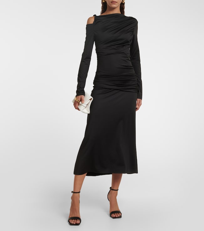 Victoria Beckham Asymmetric ruched jersey midi dress 
