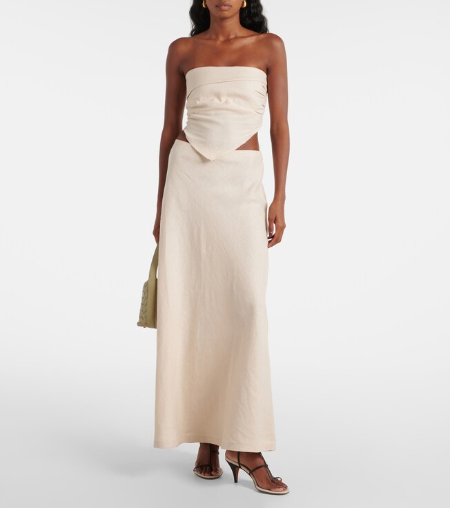 Faithfull Antibes low-rise linen maxi skirt