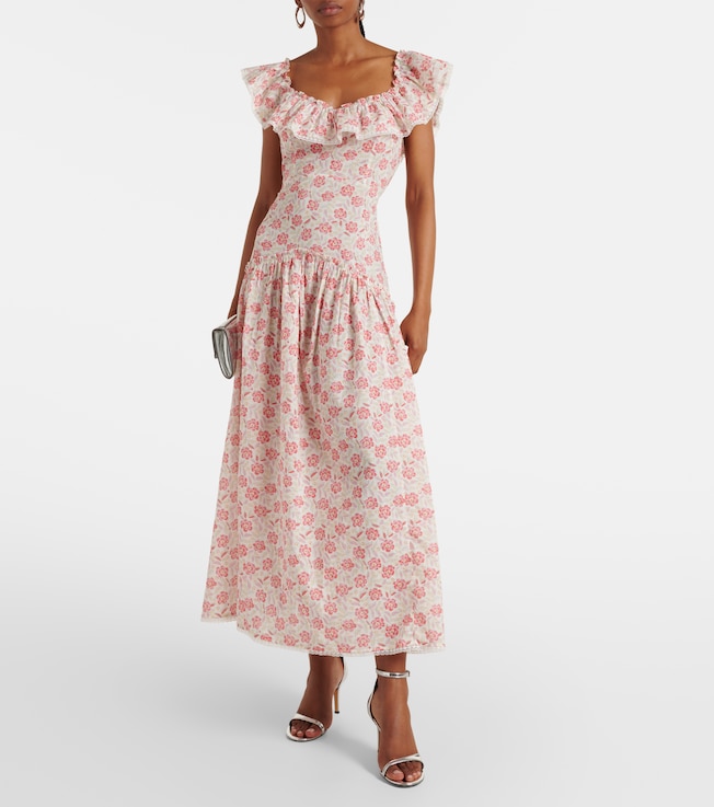 RIXO Eugene floral ruffled cotton midi dress