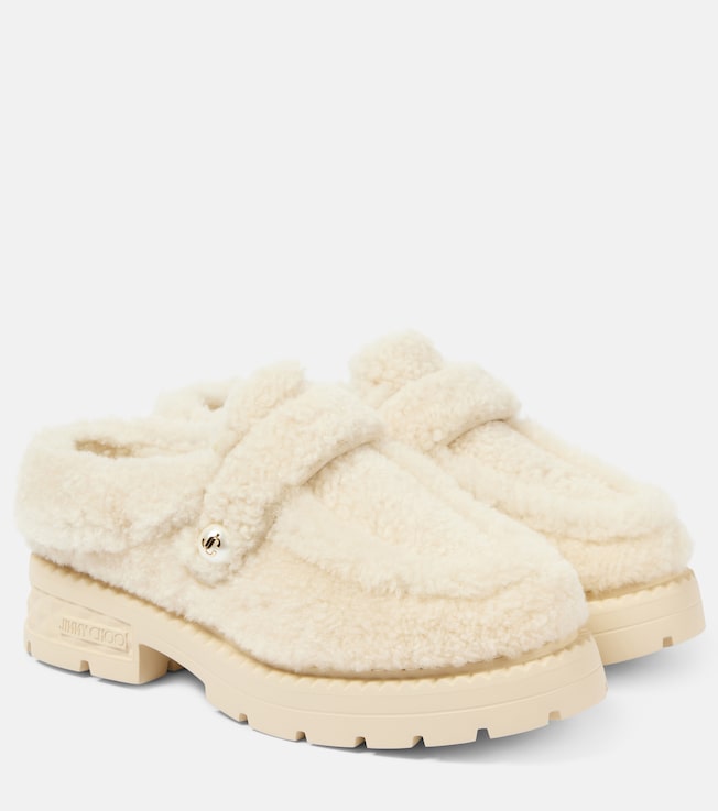 JIMMY CHOO Shea shearling platform mules