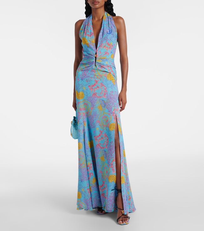Versace Printed halterneck gown