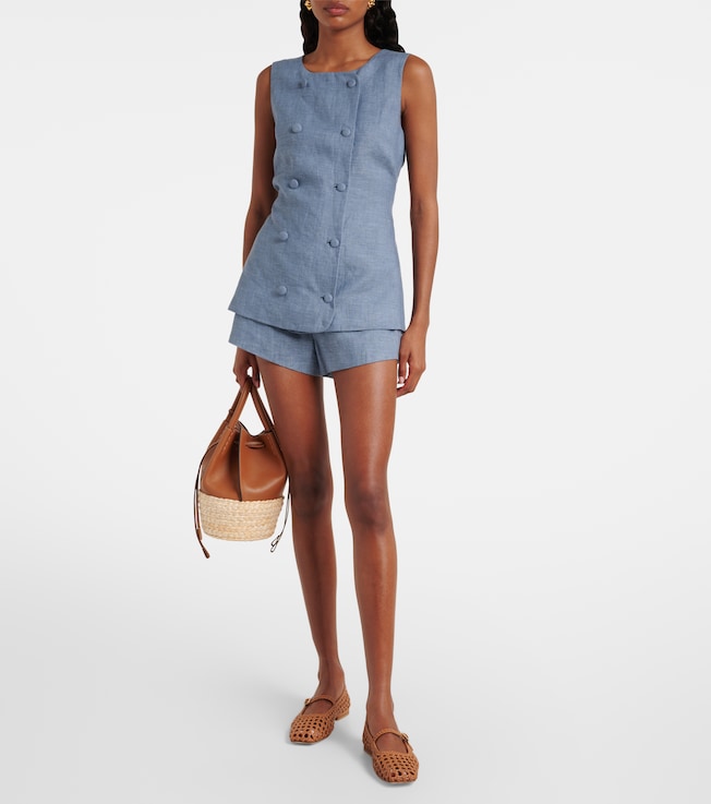 POSSE Thea high-rise linen shorts