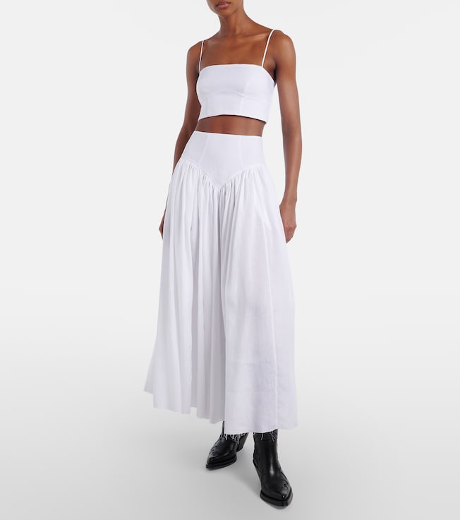 Gabriela Hearst Juniper gathered linen midi skirt
