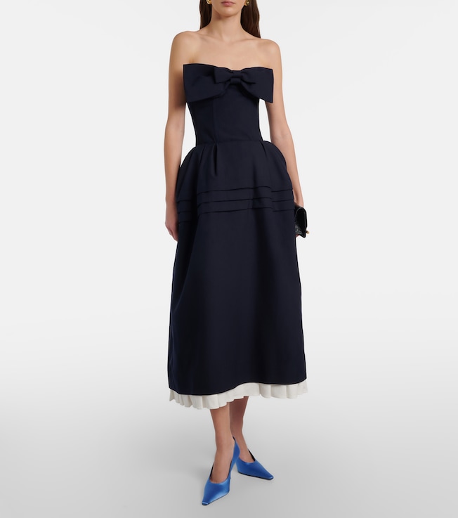 SHUSHU/TONG Bow-detail wool and silk midi dress 