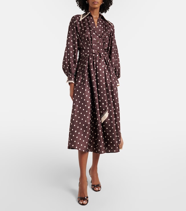 Zimmermann Polka-dot belted silk shirt dress