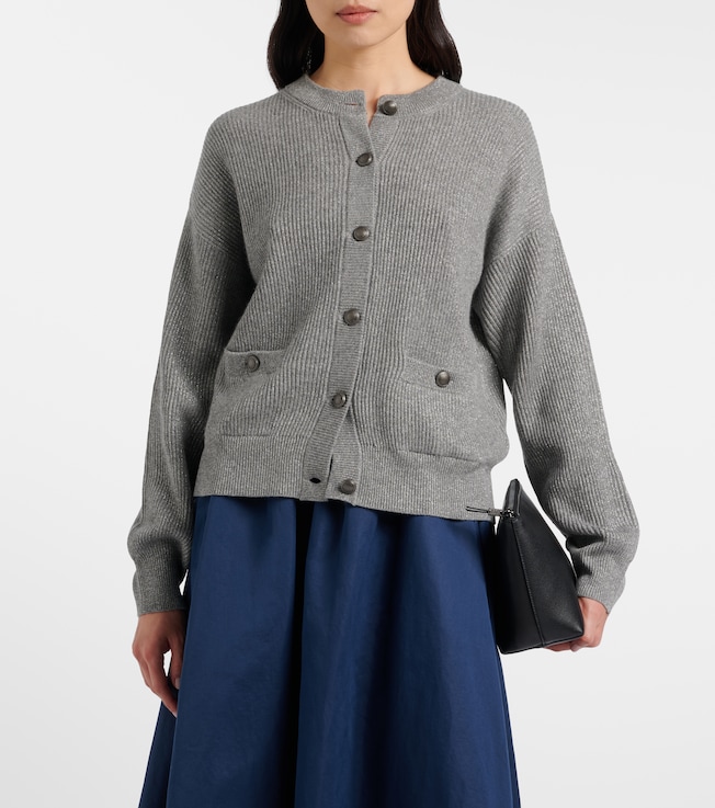 Brunello Cucinelli Cashmere-blend lamé cardigan