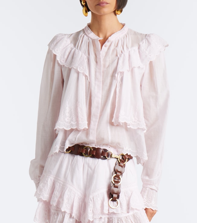 Marant Étoile Kelmon embroidered ruffled cotton blouse
