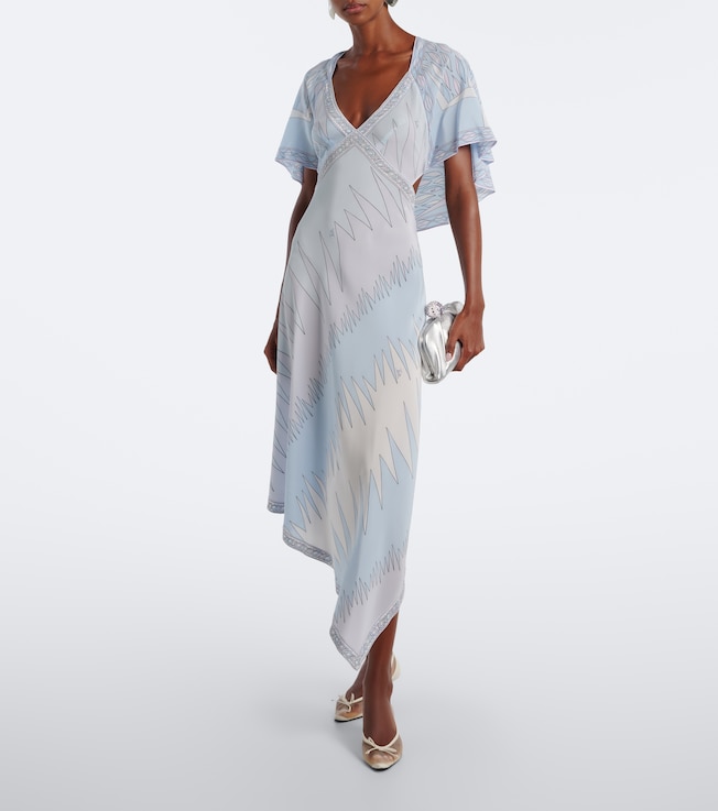 Pucci Labirinto asymmetric silk crêpe de chine midi dress