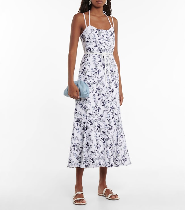 Erdem Otto embroidered linen midi dress
