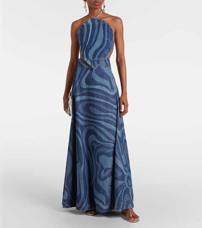 Pucci Marmo high-rise denim maxi skirt