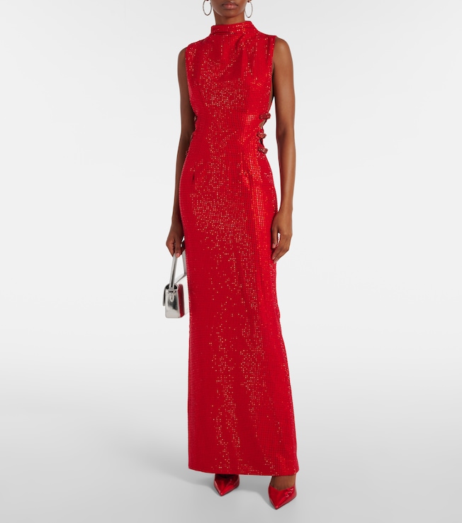 self-portrait Embellished cutout crêpe gown