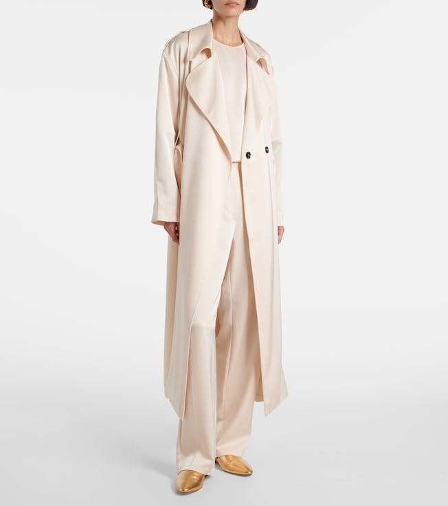 LESET Barb satin trench coat