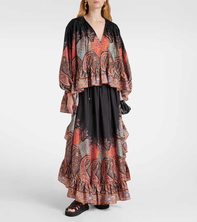 Zimmermann Rhiannon ruffled silk maxi skirt