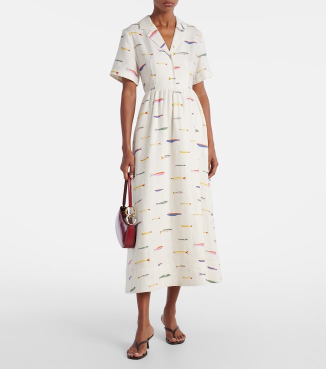 Staud Meryl printed linen shirt dress