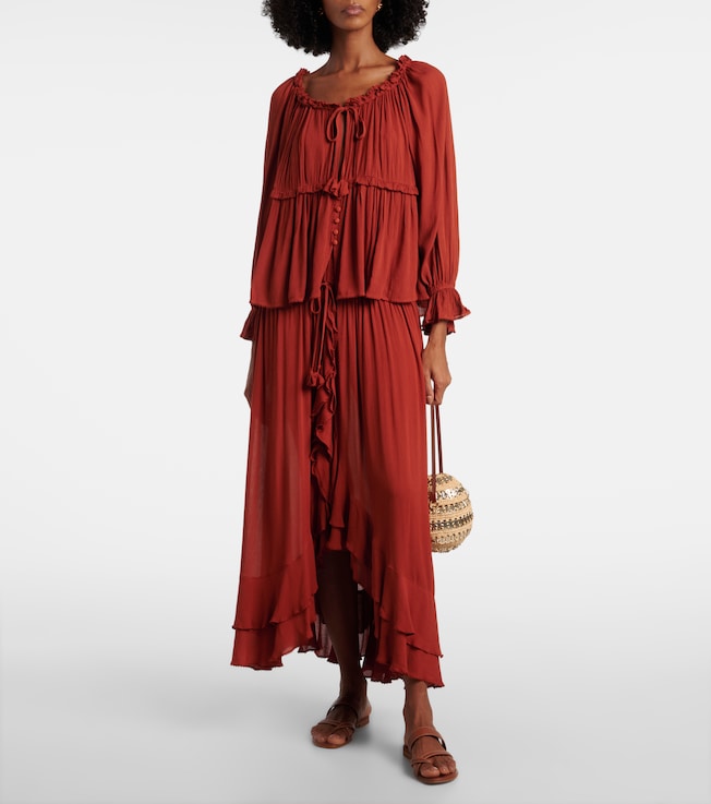 Poupette St Barth Neree asymmetric maxi skirt