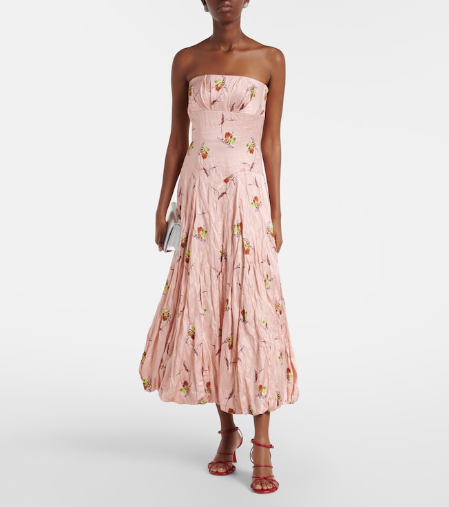 Emilia Wickstead Kaia floral satin bustier dress