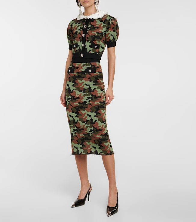 Alessandra Rich Camouflage midi skirt