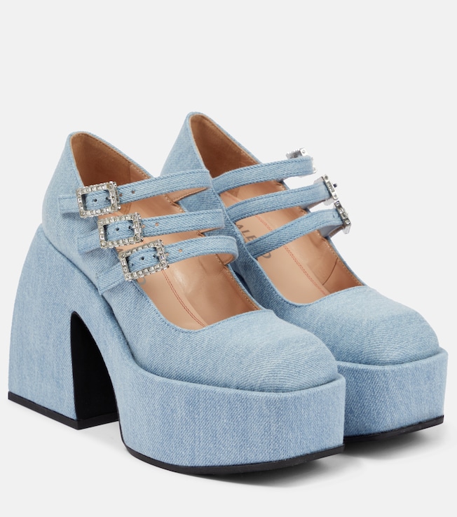NODALETO Bulla Marietta denim platform pumps