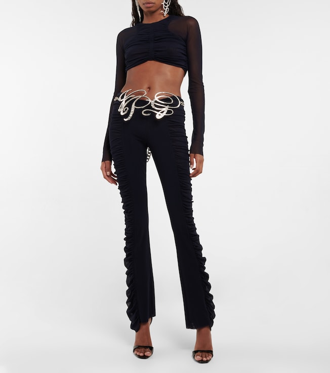 Jean Paul Gaultier Ruched mesh crop top
