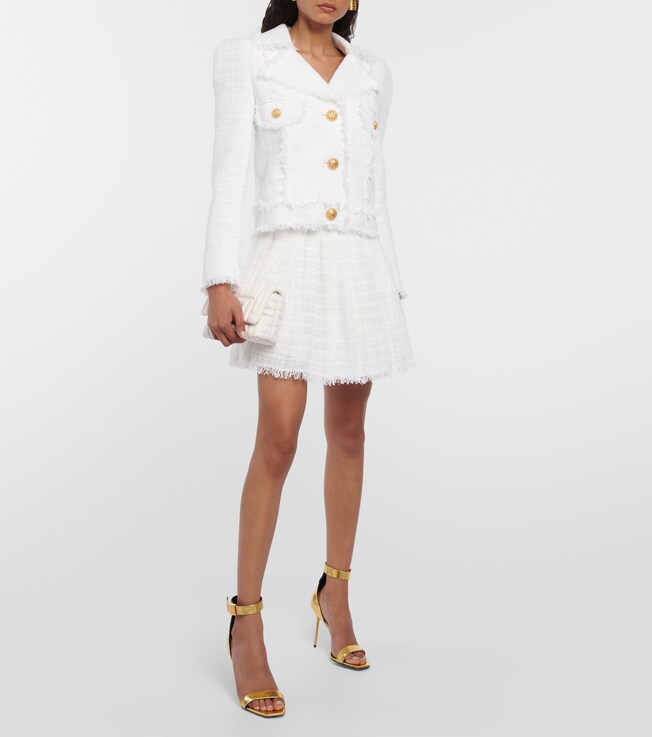Balmain Pleated tweed miniskirt