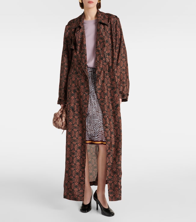 Dries Van Noten Printed silk satin trench coat