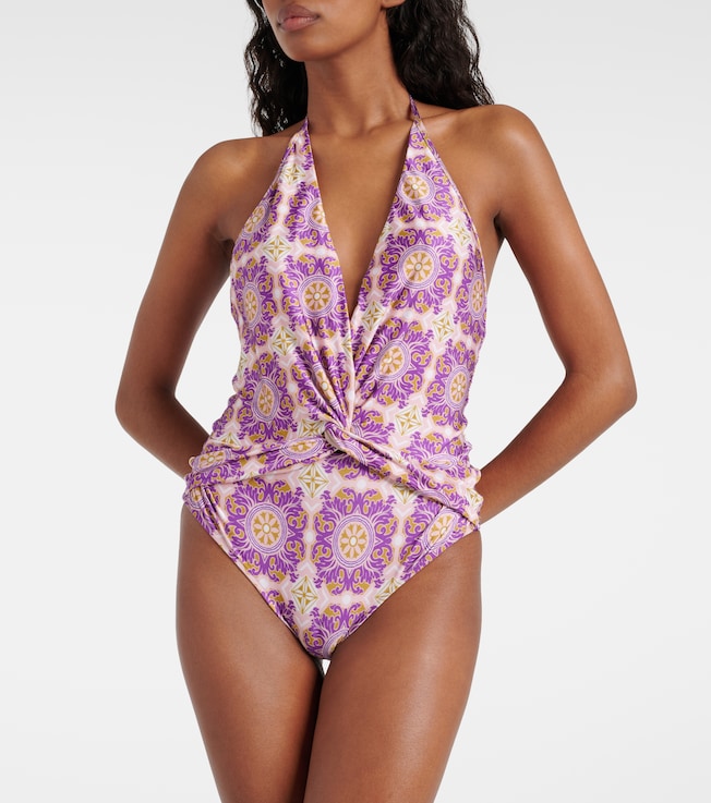 Adriana Degreas Exotic Coral printed halterneck swimsuit