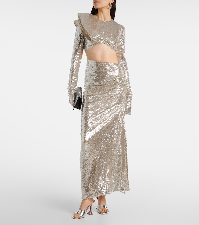 Maticevski Luna draped sequined maxi skirt