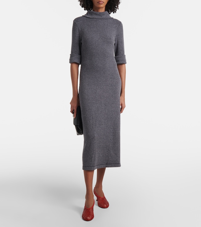 White Label Cerine ribbed-knit bouclé midi dress