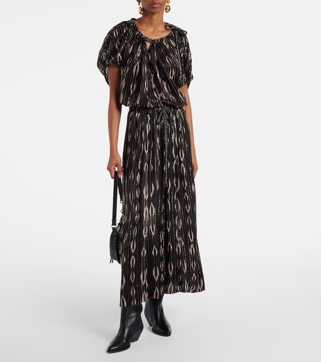 Isabel Marant Samila pleated printed midi skirt