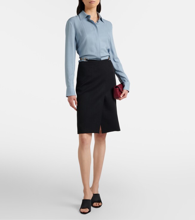 Gucci Horsebit cutout wool wrap skirt
