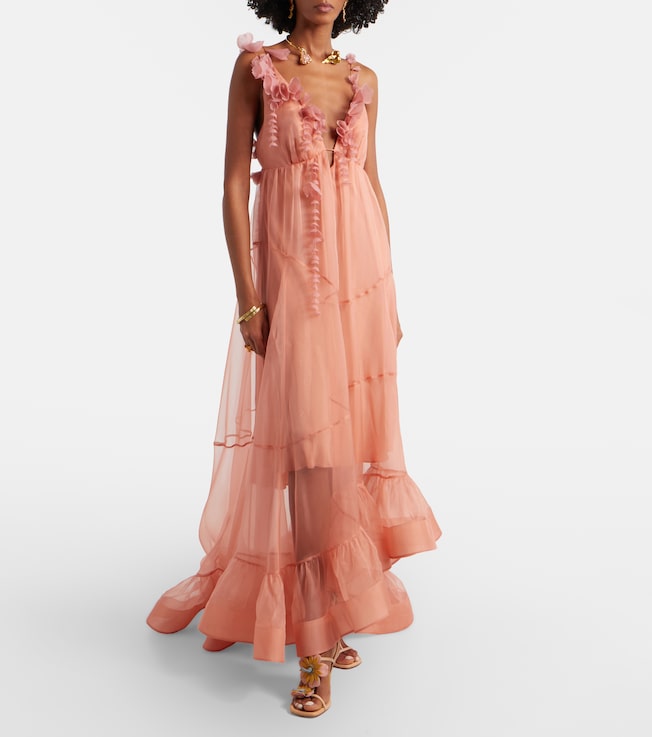 Zimmermann Como floral-appliqué silk maxi dress