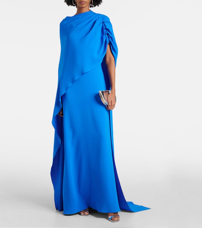 Oscar de la Renta Draped silk-blend georgette gown
