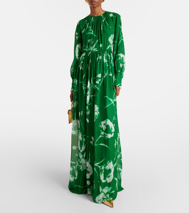 Erdem Floral silk voile gown