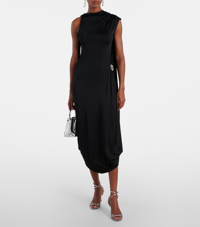 Victoria Beckham Draped embellished satin midi dress