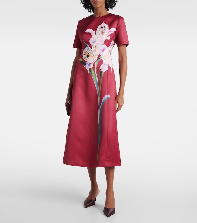 LEO LIN Caroline floral satin midi dress