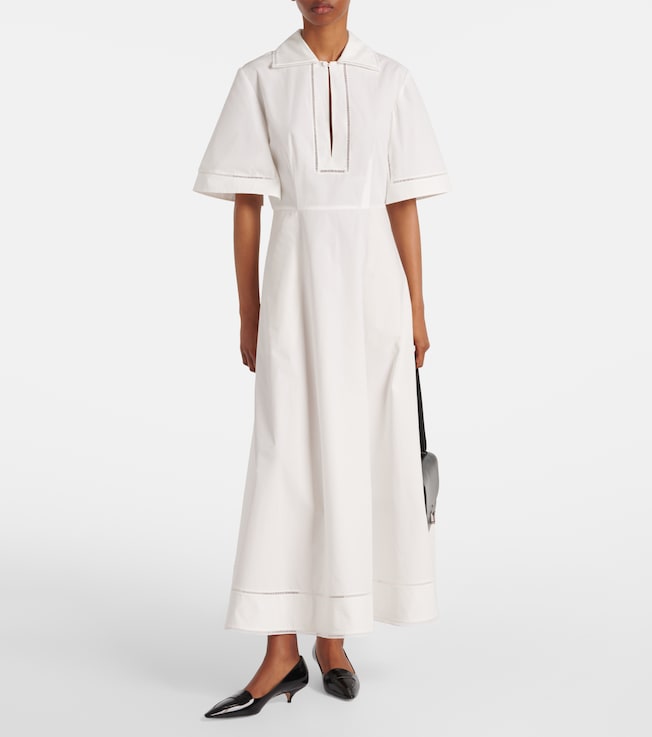Róhe Embroidered cotton poplin midi dress