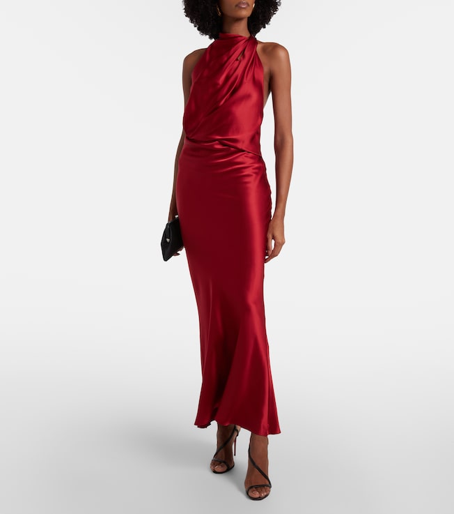The Sei Draped halterneck silk satin gown