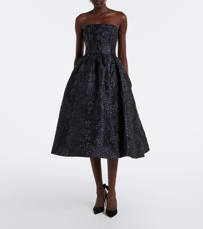 Carolina Herrera Floral jacquard bustier cocktail dress