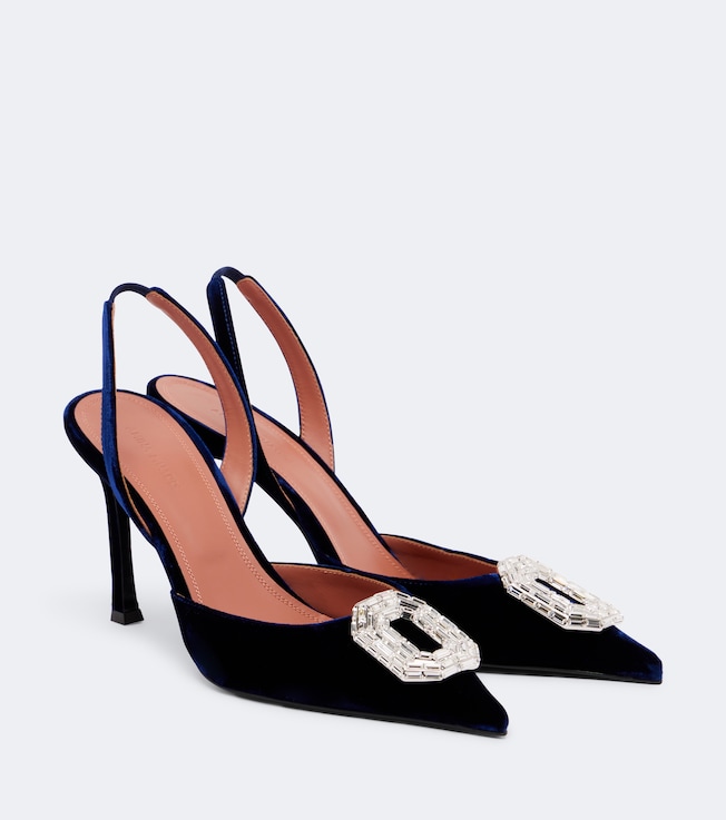 AMINA MUADDI Camelia crystal-embellished slingback pumps
