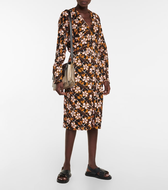 Marni Floral-printed pleated midi dress