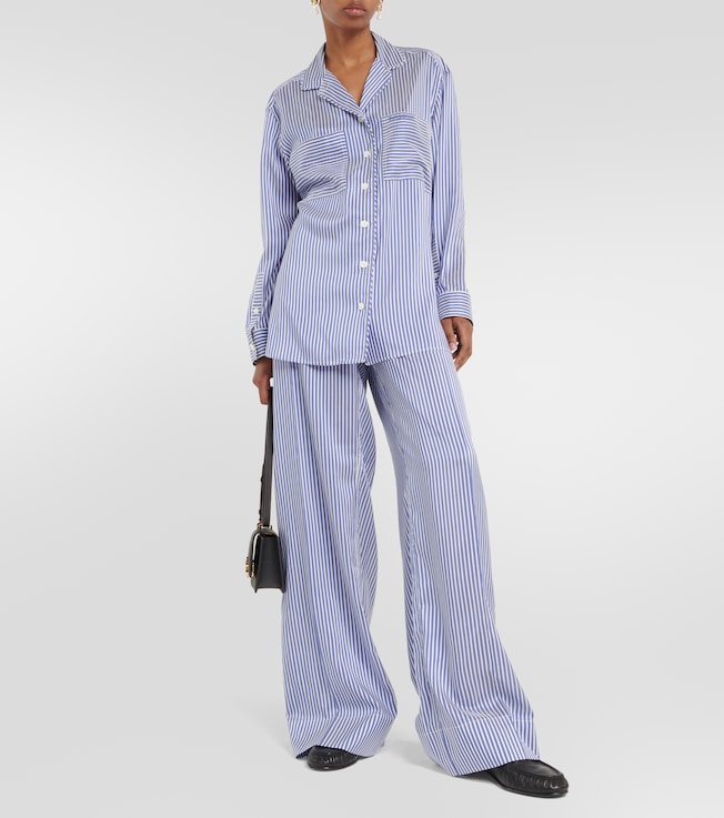 Burberry Striped high-rise silk wide-leg pants