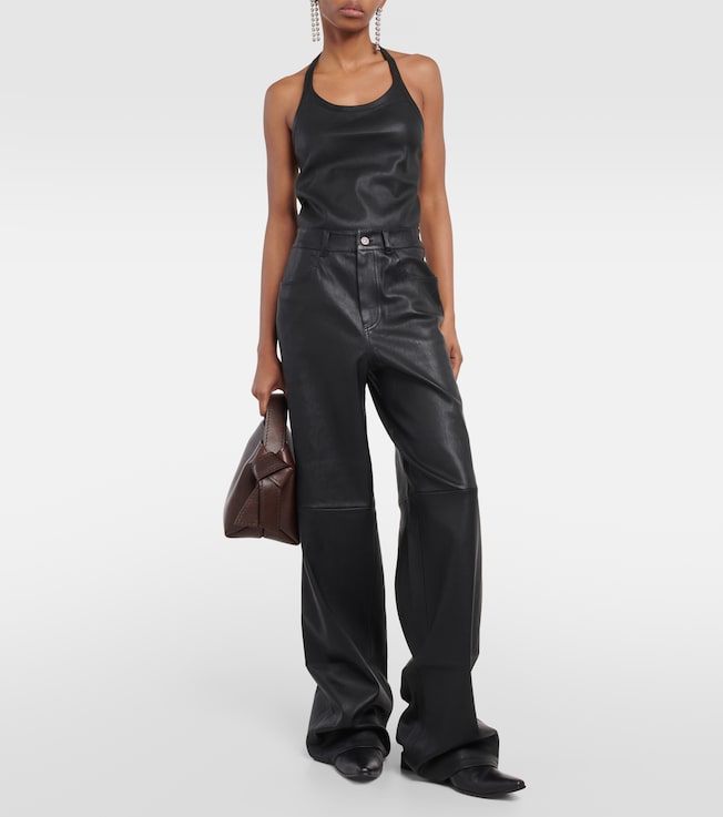 Stouls High-rise leather wide-leg pants