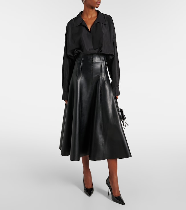 Norma Kamali Grace faux leather midi skirt