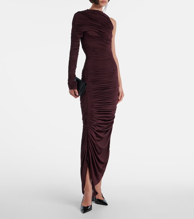 Mugler Ruched one-shoulder midi dress
