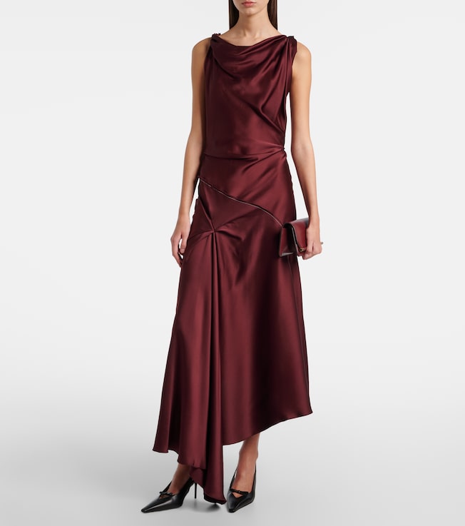 Victoria Beckham Asymmetric draped satin midi dress