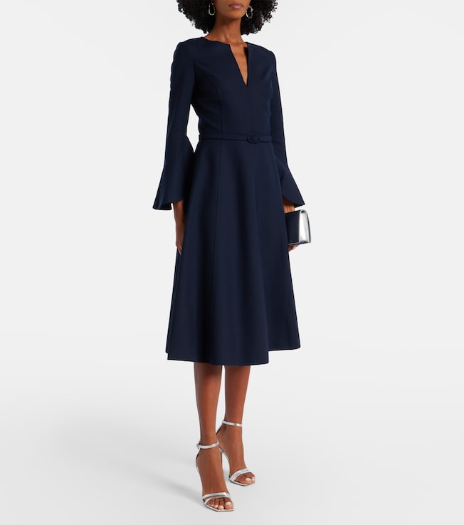 Oscar de la Renta Belted wool-blend midi dress
