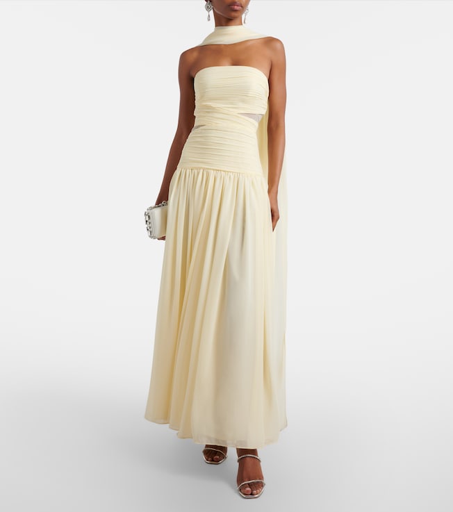 self-portrait Scarf-detail georgette maxi dress