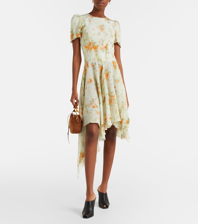 McQueen Floral asymmetric midi dress