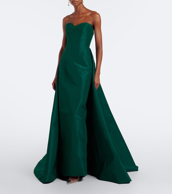 Monique Lhuillier Draped strapless silk bustier gown