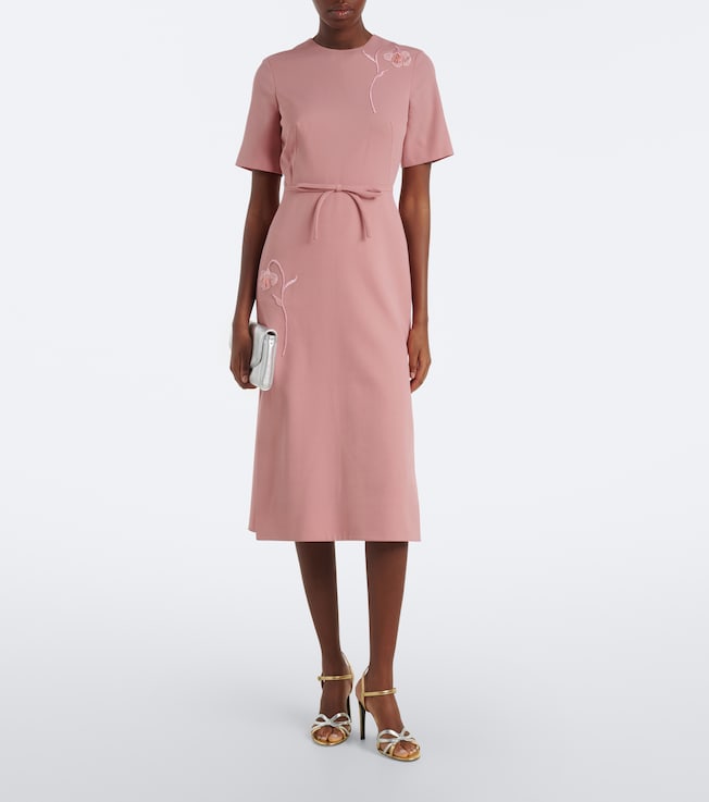 Erdem Embellished embroidered twill midi dress